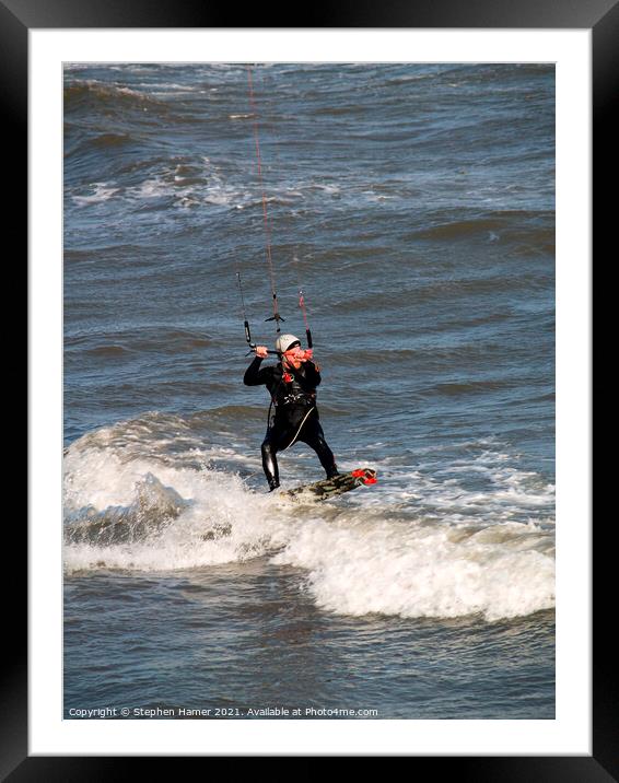 Kite Surfer Framed Mounted Print by Stephen Hamer