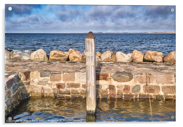 Flood column in Loegstoer harbor by Limfjorden fjo Acrylic by Frank Bach