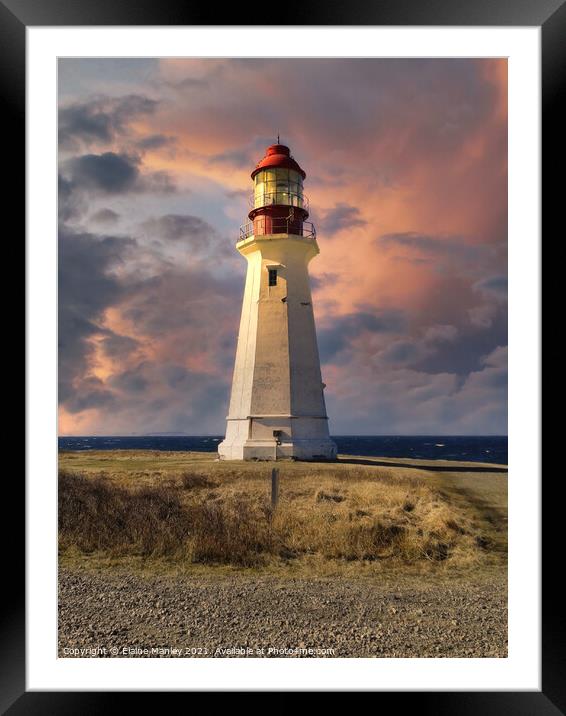  Canada ..Low Point Lighthouse  Cape Breton  Atlan Framed Mounted Print by Elaine Manley