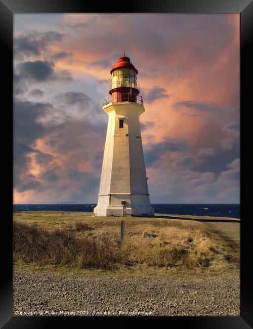  Canada ..Low Point Lighthouse  Cape Breton  Atlan Framed Print by Elaine Manley