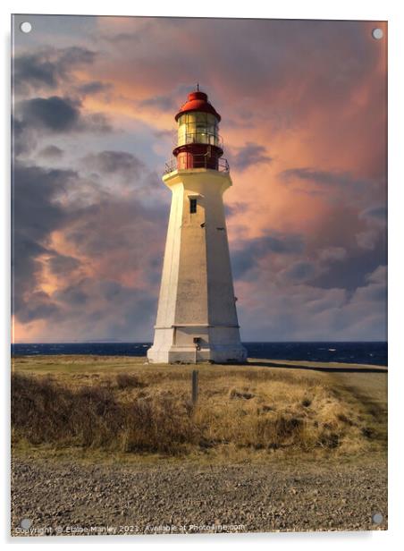  Canada ..Low Point Lighthouse  Cape Breton  Atlan Acrylic by Elaine Manley