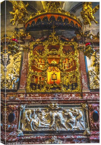 Golden Relic Cabinet Stone Statues Santa Maria Gloriosa de Frari Canvas Print by William Perry
