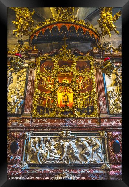 Golden Relic Cabinet Stone Statues Santa Maria Gloriosa de Frari Framed Print by William Perry