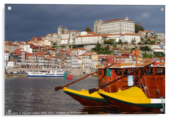 Barcos Rabelos (Port Barges), Porto, Portugal Acrylic by Geraint Tellem ARPS