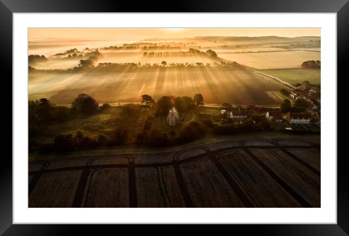 A misty sunrise over St Mary’s Church, Titchwell  Framed Mounted Print by Gary Pearson