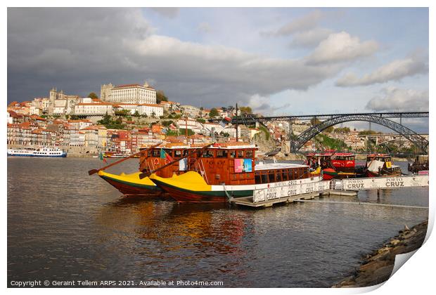 Barcos Rabelos (Port Barges), Porto, Portugal Print by Geraint Tellem ARPS