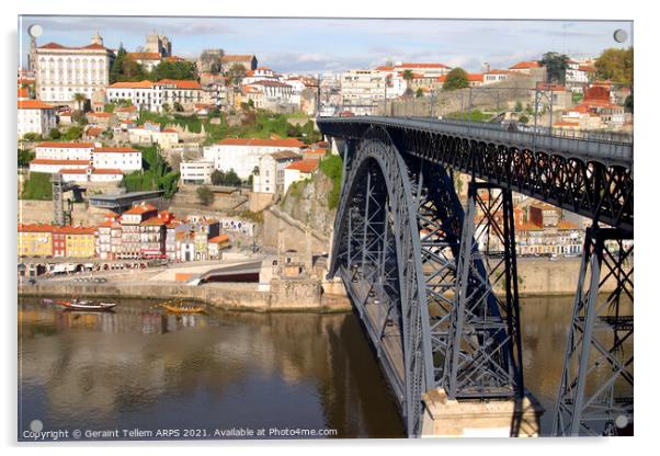 Ponte D. Luis Bridge, Porto, Portugal Acrylic by Geraint Tellem ARPS