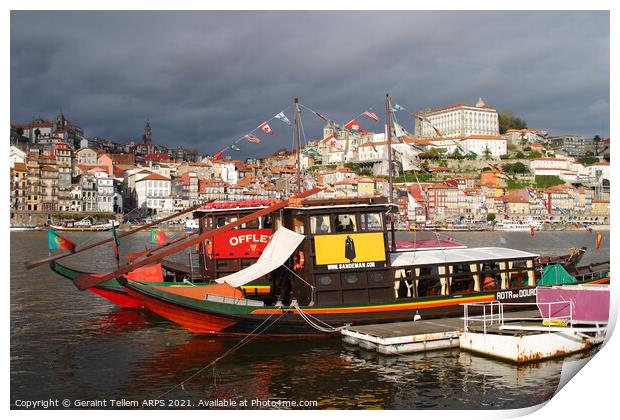 Barcos Rabelos (Port Barges), Porto, Portugal Print by Geraint Tellem ARPS