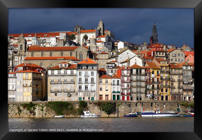 Riverside architecture, Central Porto, Portugal Framed Print by Geraint Tellem ARPS