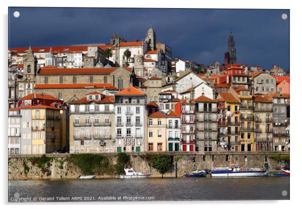 Riverside architecture, Central Porto, Portugal Acrylic by Geraint Tellem ARPS