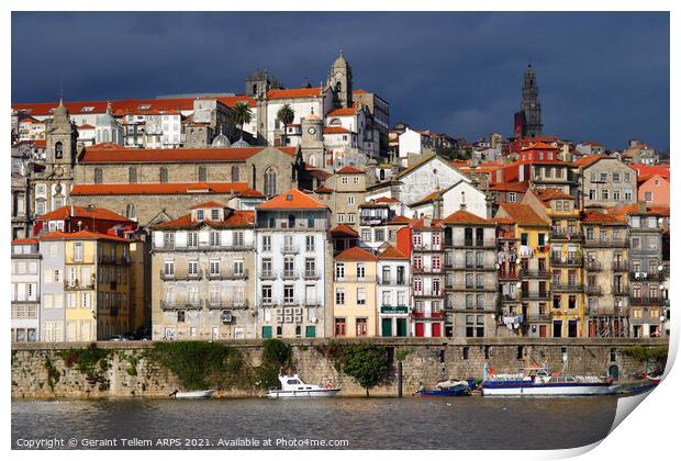 Riverside architecture, Central Porto, Portugal Print by Geraint Tellem ARPS