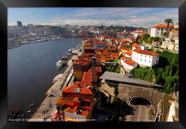 Douro River and Central Porto from Ponte D. Luis Bridge, Portugal Framed Print by Geraint Tellem ARPS