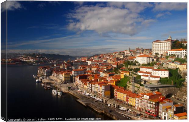 Douro River and Central Porto from Ponte D. Luis, Portugal Canvas Print by Geraint Tellem ARPS