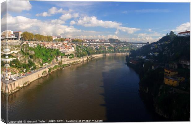 Douro River and Central Porto from Ponte D. Luis, Portugal Canvas Print by Geraint Tellem ARPS