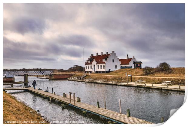 King Frederik VII canal in Loegstoer harbor in rural Denmark Print by Frank Bach