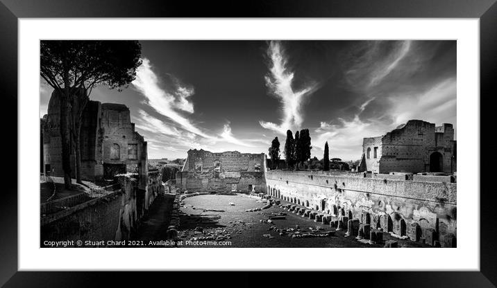 Forum in Rome, Italy Black & white panorama photog Framed Mounted Print by Travel and Pixels 