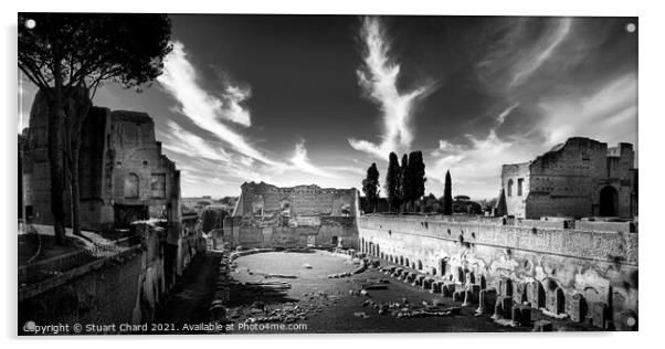 Forum in Rome, Italy Black & white panorama photog Acrylic by Travel and Pixels 