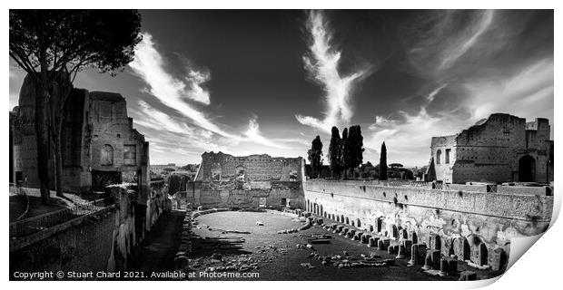 Forum in Rome, Italy Black & white panorama photog Print by Stuart Chard