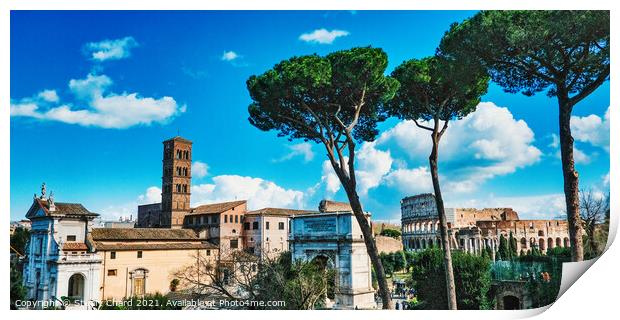 View of the Forum and Colosseum in Rome,Italy Print by Travel and Pixels 