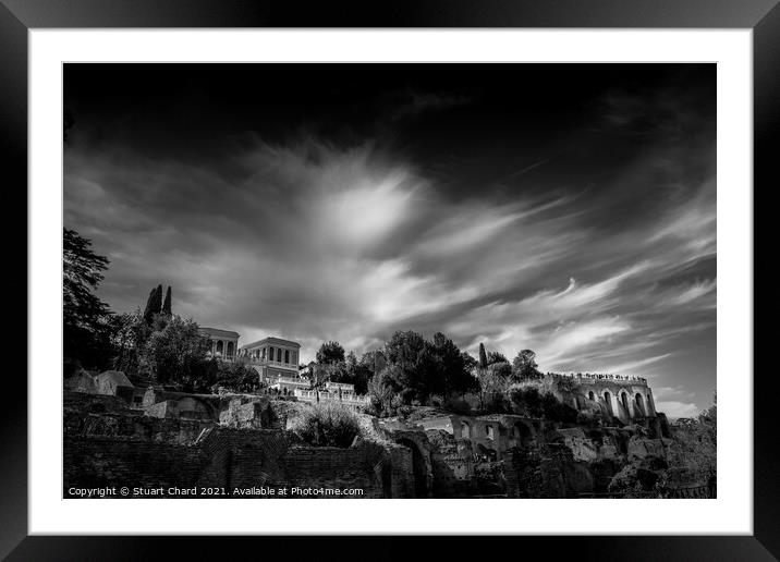 palatine hill and forum in Rome - Black and White Framed Mounted Print by Travel and Pixels 