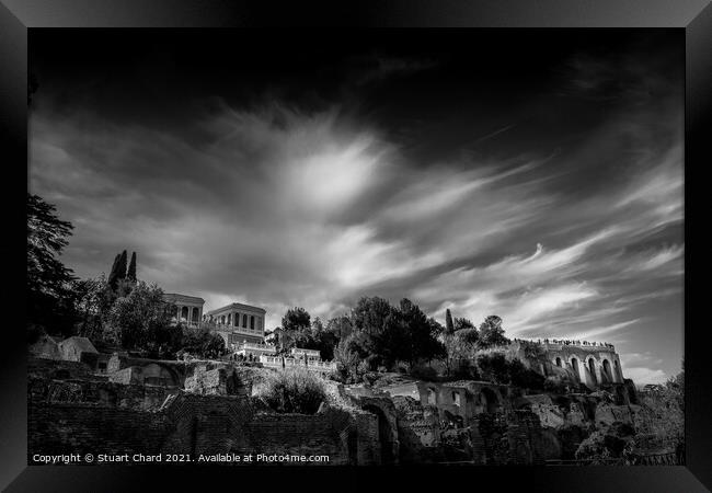palatine hill and forum in Rome - Black and White Framed Print by Stuart Chard