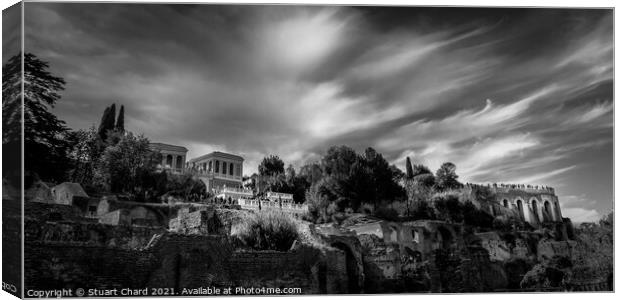 palatine hill and forum in Rome, Black and White Canvas Print by Travel and Pixels 