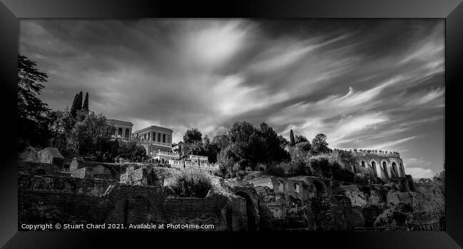 palatine hill and forum in Rome, Black and White Framed Print by Travel and Pixels 