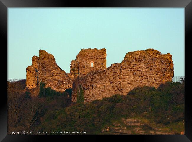 Hastings Castle viewed from the Seafront. Framed Print by Mark Ward
