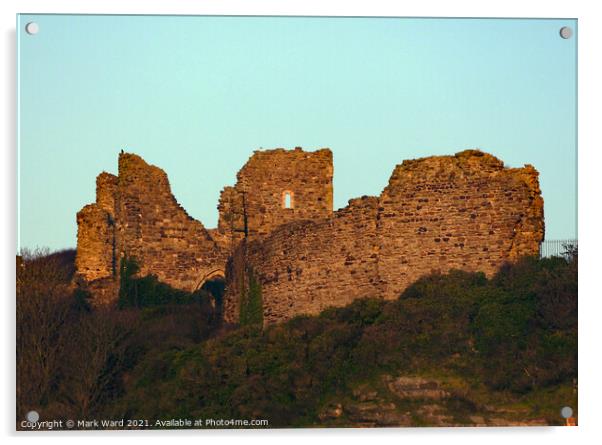 Hastings Castle viewed from the Seafront. Acrylic by Mark Ward