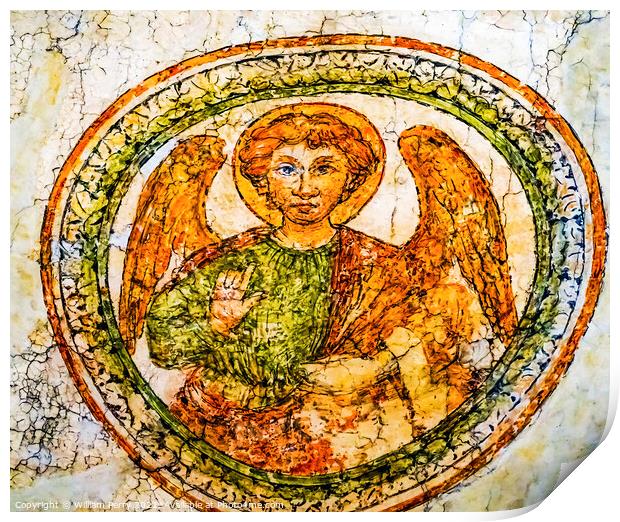 Ancient Angel Wall Painting Santa Maria Gloriosa de Frari Church Print by William Perry