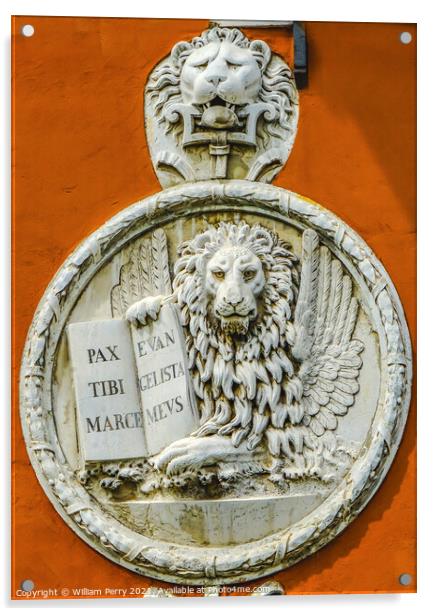 St Mark Lion Venetian Symbol Neighborhood Venice Italy Acrylic by William Perry