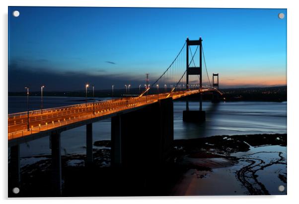 Severn Estuary and Severn Bridge at twilight, UK Acrylic by Geraint Tellem ARPS