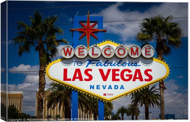Welcome to Vegas! Canvas Print by Phil Emmerson
