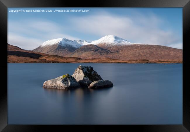 Snow Capped Black Mount Framed Print by Ross Cameron