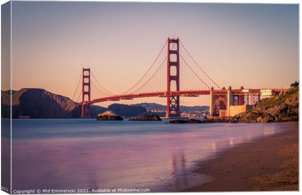 Golden Gate Sunset Canvas Print by Phil Emmerson