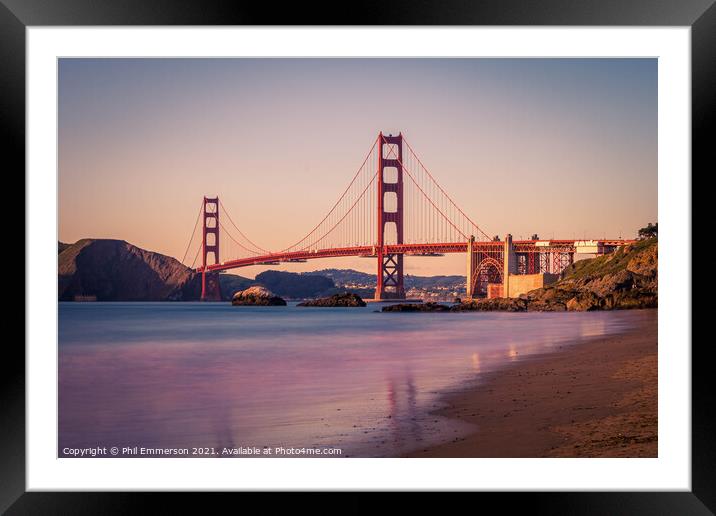 Golden Gate Sunset Framed Mounted Print by Phil Emmerson