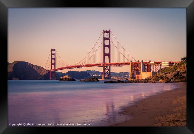 Golden Gate Sunset Framed Print by Phil Emmerson
