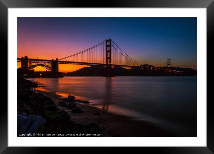 San Francisco nightfall Framed Mounted Print by Phil Emmerson