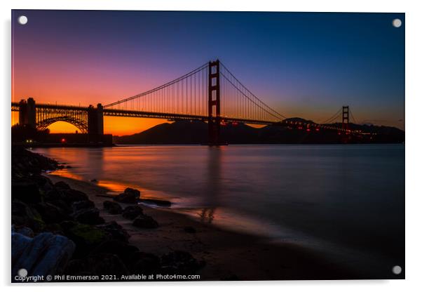 San Francisco nightfall Acrylic by Phil Emmerson