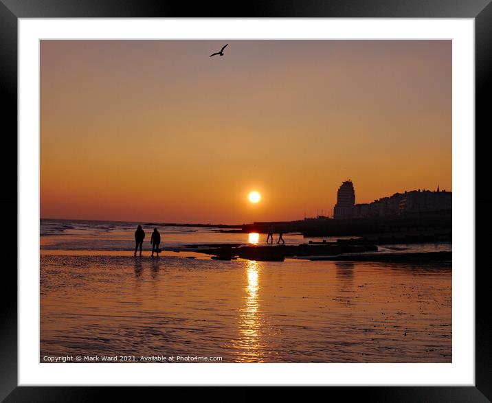 Sunset Sand and Sea. Framed Mounted Print by Mark Ward