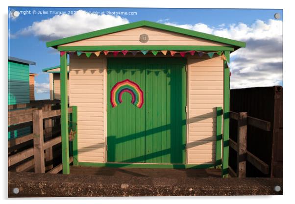 Beach Hut Acrylic by Jules D Truman