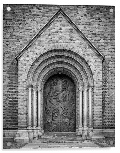 Roskilde Cathedral Main Entrance Black and White Edit Acrylic by Antony McAulay