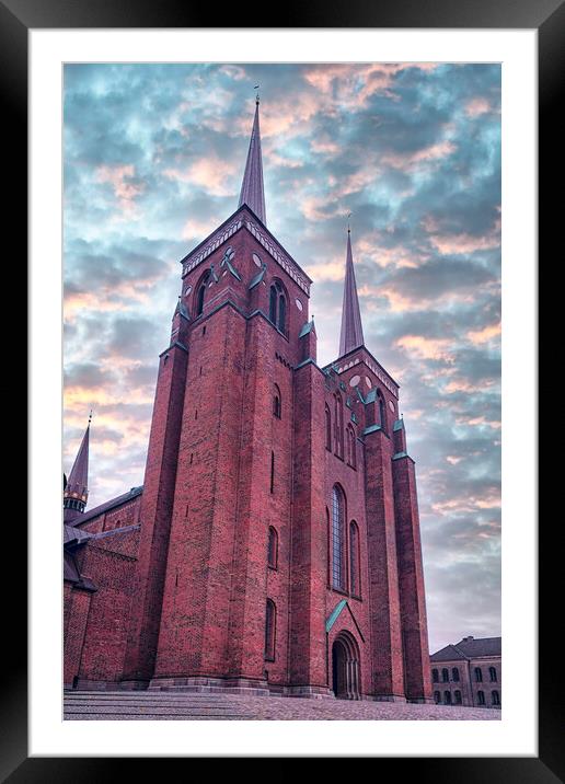 Roskilde Cathedral with Dramatic Sky Framed Mounted Print by Antony McAulay