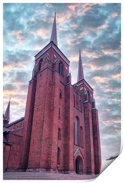 Roskilde Cathedral with Dramatic Sky Print by Antony McAulay