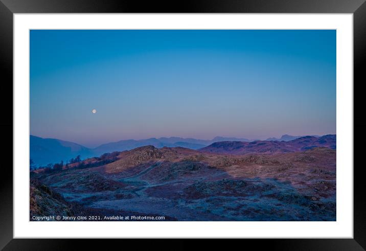 Moon set over the Langdales  Framed Mounted Print by Jonny Gios