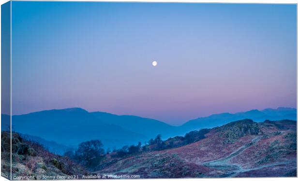 Moon Set in the Lake District  Canvas Print by Jonny Gios