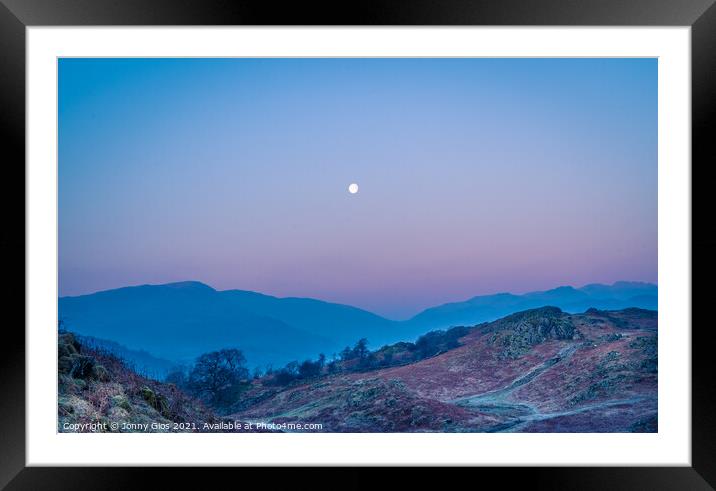 Moon Set in the Lake District  Framed Mounted Print by Jonny Gios