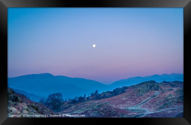 Moon Set in the Lake District  Framed Print by Jonny Gios