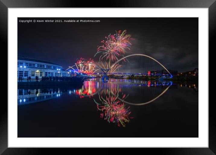Infinity Bridge Fireworks Framed Mounted Print by Kevin Winter