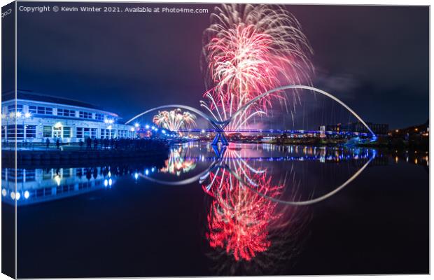 Stockton Fireworks Canvas Print by Kevin Winter